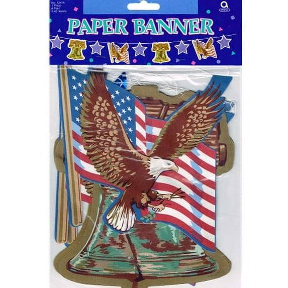 Various Red, White & Blue Paper Party Banner (1ct)
