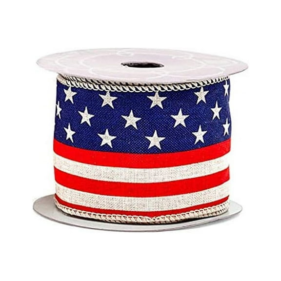 Red White Blue Patriotic Ribbon - 2 1/2" x 10 Yards, 4th of July, Wreath, Christmas, President's Day, USA, Memorial Day