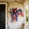 thumbnail image 1 of Red White Blue Patriotic Wreath With Bow Independence Day Star Decor Wreath, Fourth Of July Front Porch Door Wreath Summer Wall Hanging Ornament Charming Festive Door Decor, 15.8in, B, 1 of 6