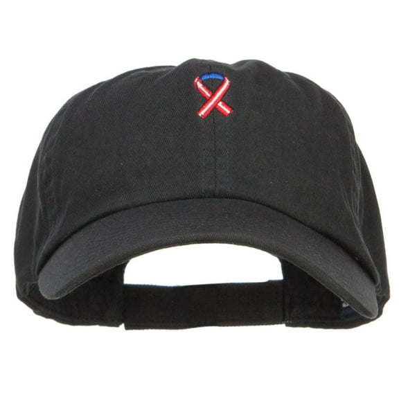 Red White Blue Ribbon Embroidered Low Cap - Black OSFM