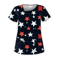 thumbnail image 1 of Red White And Blue Shirts For Women, 4Th Of July Scrub Tops Women Plus Size Skew Collar Short Sleeve Workwear With Double Layer Pockets Royal American Flag Top Scrubs Shirt (4XL, Dark Blue) ZMTing, 1 of 3
