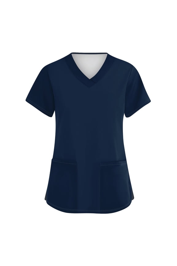 Scrubs For Women, Scrubs Plus Size V Neck Short Sleeve Workwear With Pockets Navy Scrubs Men Royal July Outfits Women 4Th Of Outfit Fourth Shirts Outfits (5XL, Navy) ZMTing