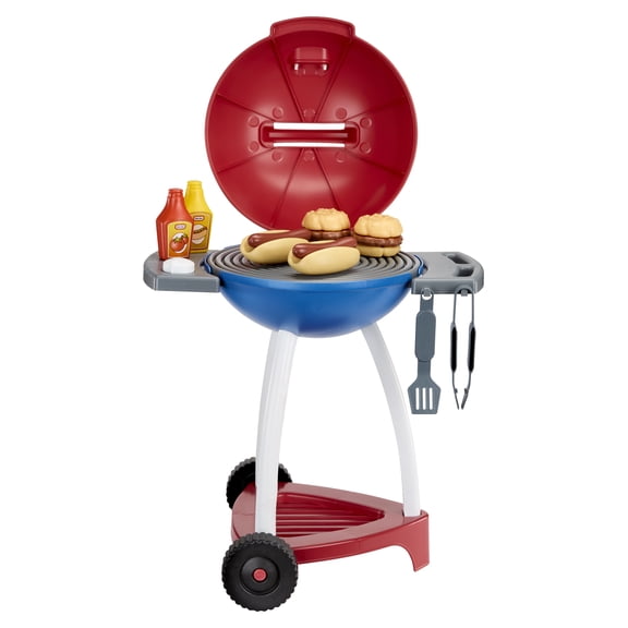 Little Tikes Sizzle & Serve Grill Red, White & Blue, 14 Accessories, Little Chef Interactive Cooking Playset for Kids and Toddlers