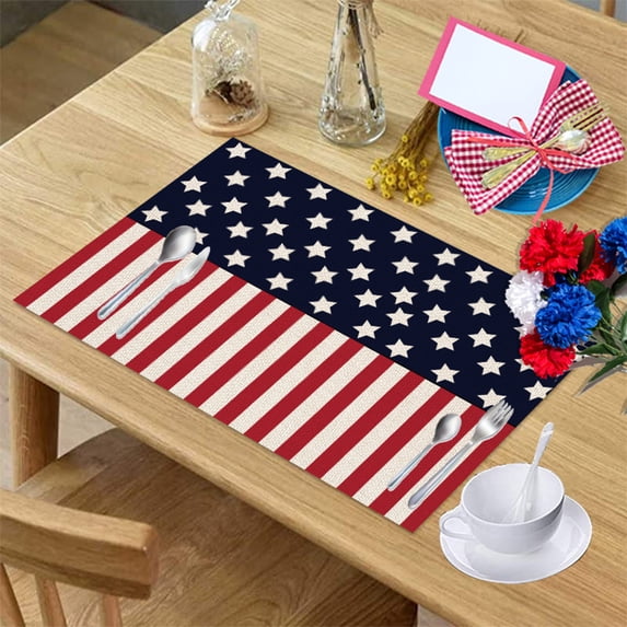 Red White Blue Star Paper Placemats, Disposable Table Place Mats for 4th of July, Memorial Day, Patriotic Party Supplies, Picnics, Summer Decorations, Independence Day, Holiday Table Decor