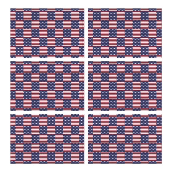 Red White and Blue Star Striped Pattern Summer Placemats Table Placemats Set Of 6-Linen Kitchen Washable Placemats Table Mats 11.8"x17.7" Non-Slip Heat Resistant