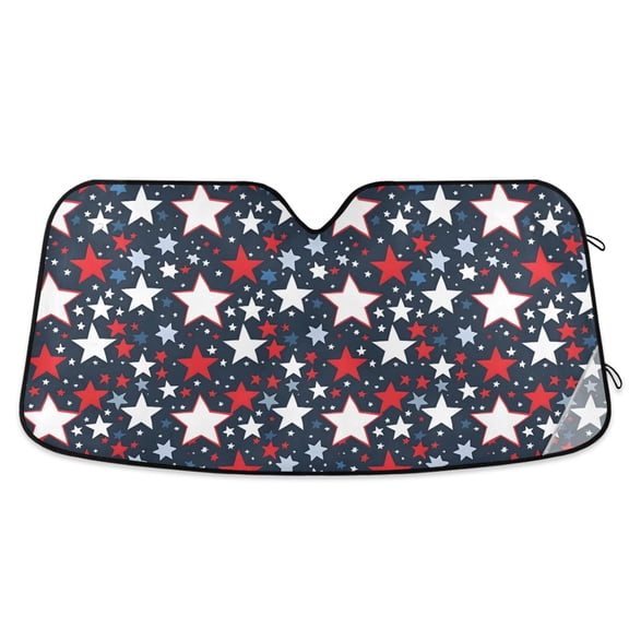 Red White Blue Stars Car Windshield Sun Shade Foldable Car Front Window Visor Heat and UV Protection 53x23.5