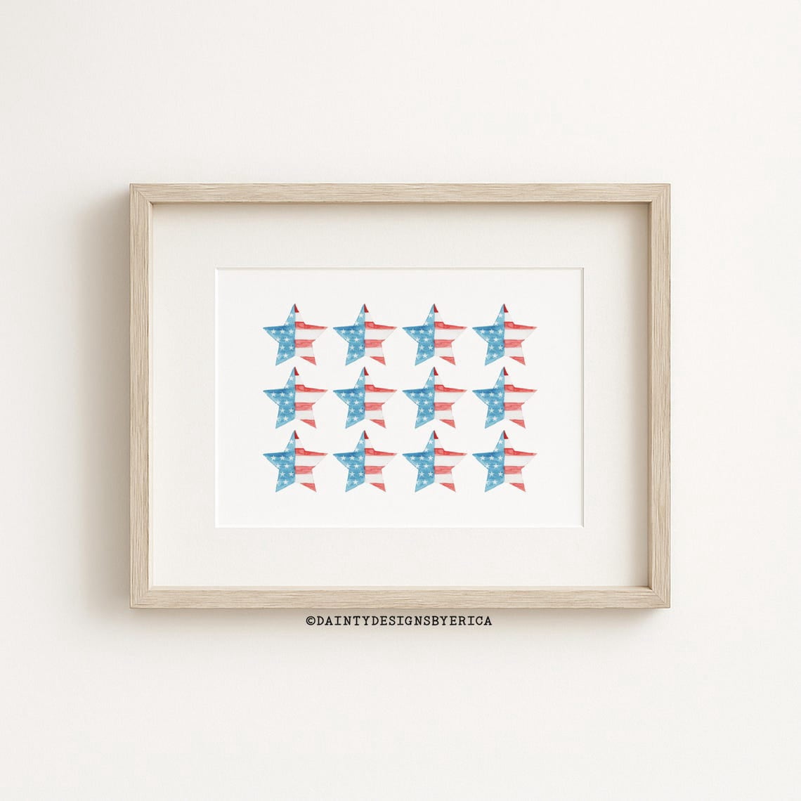 Red White Blue Stars Fourth Of July Wall Art Print, Holiday Decor