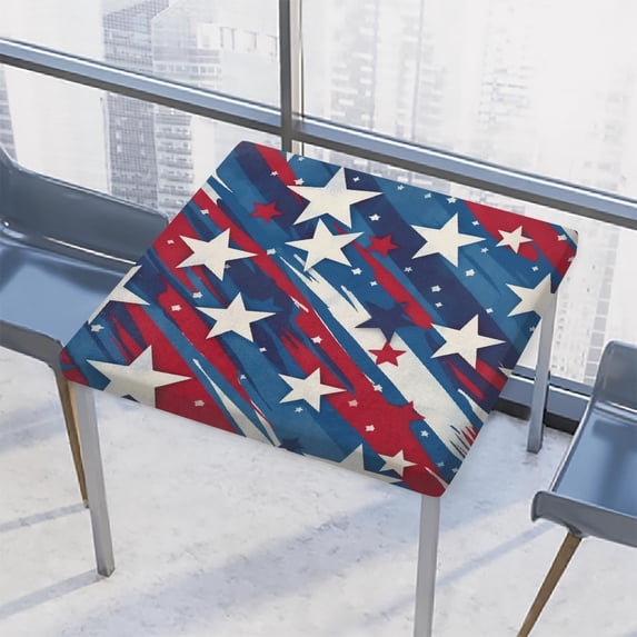 Red White Blue Stars Pattern Square Tablecloth with Elastic Edge ...