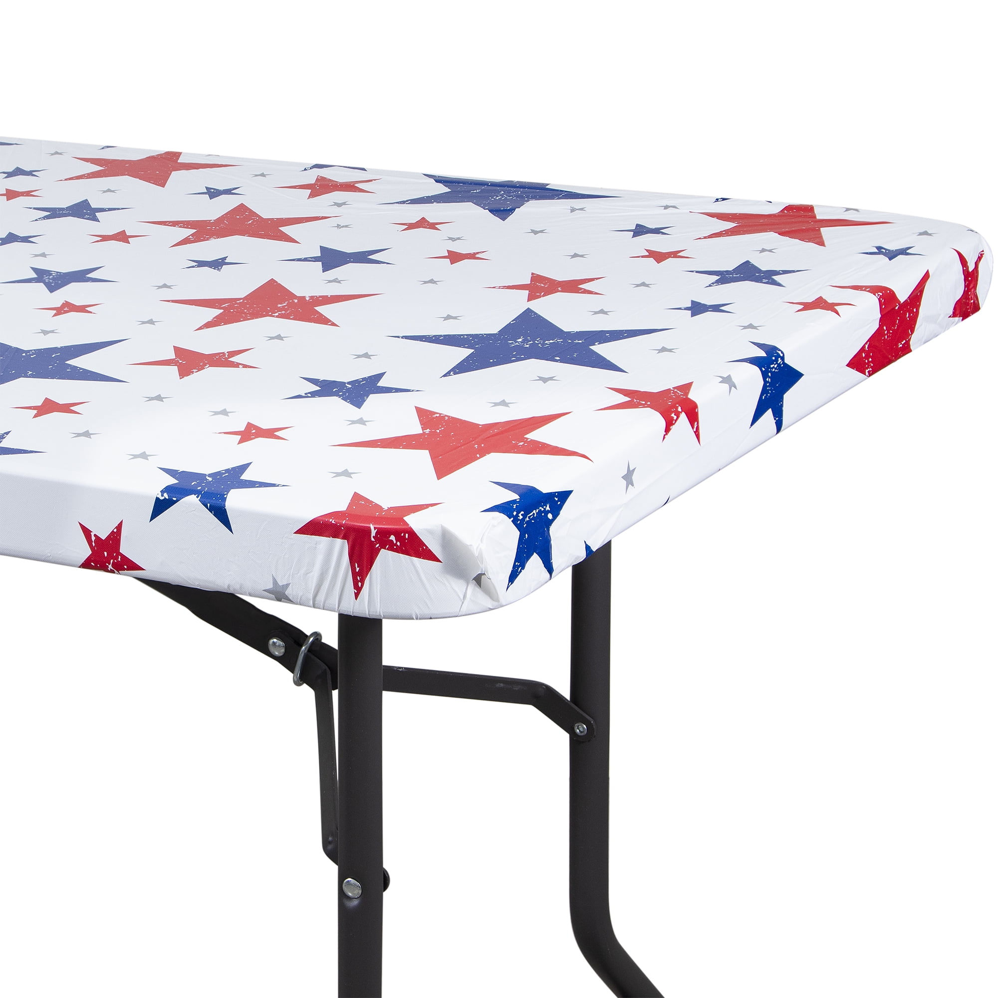 Red, White & Blue Stars Stay Put Waterproof Tablecloth, 29" x 72", Way