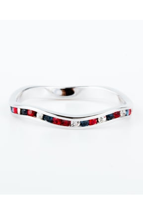 Red/White/Blue Swarovski Crystal Stackable ring in Sterling Silver