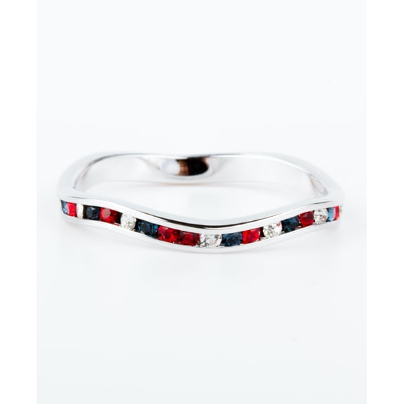 Red/White/Blue Swarovski Crystal Stackable ring in Sterling Silver