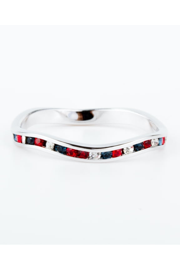 Red/White/Blue Swarovski Crystal Stackable ring in Sterling Silver