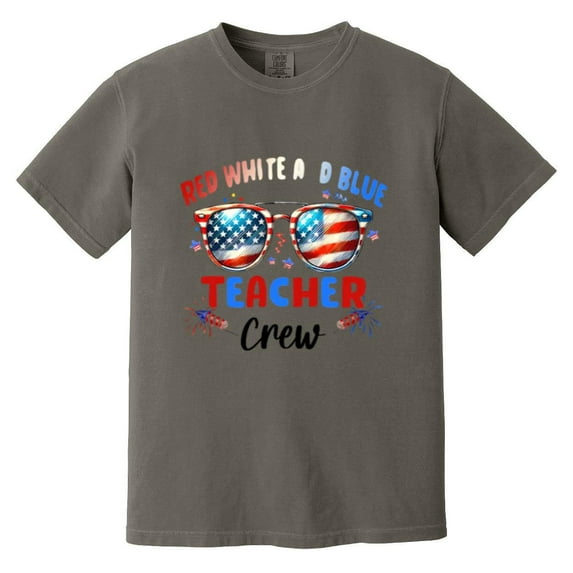 Red White Blue Teacher Crew 2025 4th Of July Squad Comfort Color T