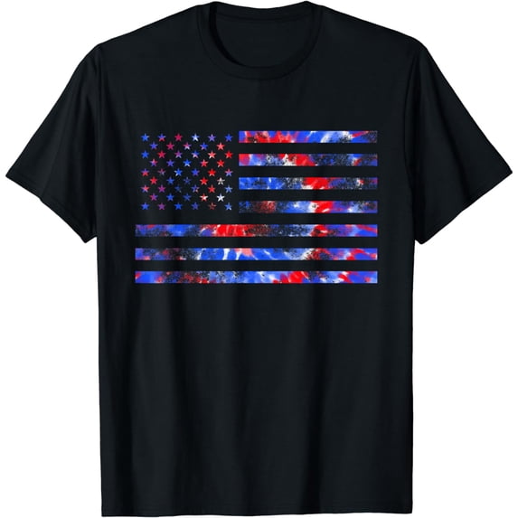 Red White Blue Tie Dye American Flag Vintage 4th Of July T-Shirt