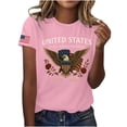 thumbnail image 1 of Red White and Blue Tops for Women Petite Patriotic Short Sleeve Round Neck Tops USA Star Striped Print T Shirts Lady Independence Day Casual Tops 4th of July Tunic Tees Patriotic Clothes, 1 of 4