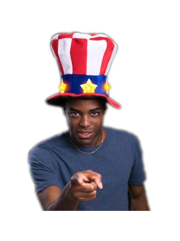 Red White Blue Uncle Sam Plush Star Hat