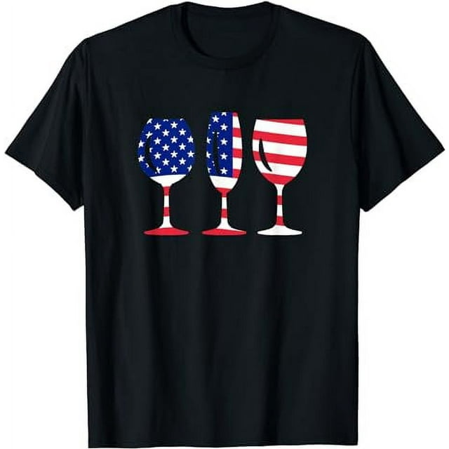 Red White Blue Wine Glasses American USA Flag 4th Of July T-Shirt ...