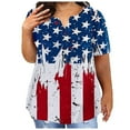 thumbnail image 1 of Red White and Blue Womens Blouse 4th of July Shirts Women Patriotic Shirts Women Fourth of July Women Shirts Plus Size for Women Sexy V-Neck Blouse Lace Casual Loose Summer Short Sleeve Blouse, 1 of 5