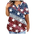 thumbnail image 1 of Red White and Blue Womens Blouse 4th of July Shirts Women Patriotic Shirts Women Fourth of July Women Shirts Plus Size for Women Sexy V-Neck Blouse Lace Casual Loose Summer Short Sleeve Blouse, 1 of 5