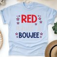 thumbnail image 1 of Red White & Boujee Graphic T-Shirt – Patriotic Stars Women’s Tee, Light Blue, Size 2XL, 1 of 6