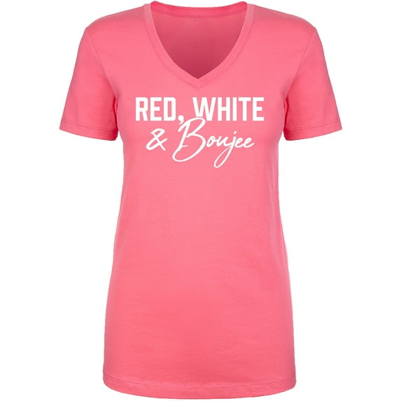 Red, White & Boujee Womens V-Neck T-Shirt