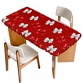 thumbnail image 1 of Red White Bow Table Cloths for 6 Foot Rectangle Tables, Modern Art Watercolor Bowknot Patio Waterproof Elastic Fitted Tablecloths, Washable Rectangular Table Cover for Camping, 1 of 8