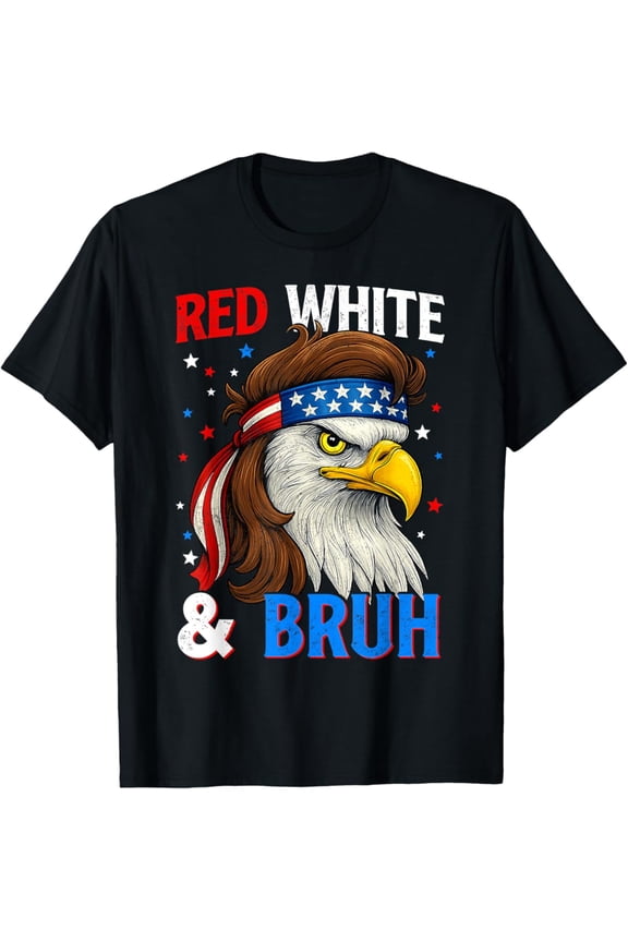 Red White Bruh America Eagle Mullet T-Shirt