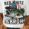 thumbnail image 1 of Red White & Bruh T-shirt, Funny 4th of July Fishing Shirt, Patriotic Bass Fish Tee TH210539, 1 of 5