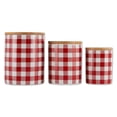 thumbnail image 1 of Set of 3 5.5" Red and White Buffalo Check Ceramic Canisters, 1 of 3