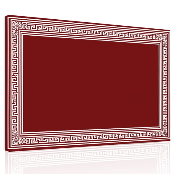 Red White Canvas Print Wall Art, Geometric Greek Key Bordered Abstract Art Wall Decor Modern Artwork Paintings Pictures for Living Room Framed and Stretched Ready to Hang, 24" x 32"