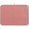 thumbnail image 1 of Red & White Checked Dish Drying Mat, Absorbent Microfiber Pad Protector For Kitchen Counter Top Mat Dish Drainboard 18x24in, 1 of 7