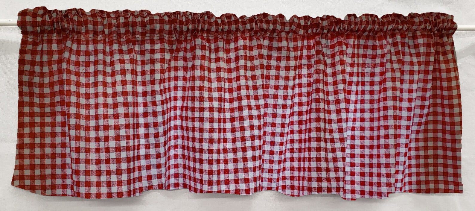 Red & White Checked Gingham Curtain Panels by Penny's Needful Things by  Penny's Needful Things (Set of 2) 54 Inch Long UNLINED