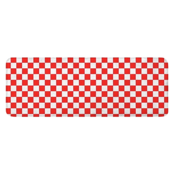 Red White Checkerboard Checkered Pattern Kitchen Rug Mat,Kitchen Runner Rugs Non Skid Washable,Decorative Kitchen Floor Mats for Kitchen,Sink,Laundry,17"x47.2"