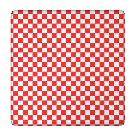 Red White Checkerboard Checkered Pattern Square Fitted Tablecloth with Elastic Edge,Square Table Cover,Washable Elastic Table Cover for Home Kitchen Party Decor 34"x34"