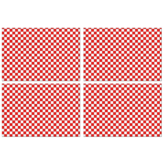 Red White Checkerboard Checkered Pattern Summer Placemats Table Placemats Set Of 4-Linen Kitchen Washable Placemats Table Mats 11.8"x17.7" Non-Slip Heat Resistant