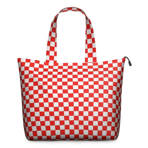 Red White Checkerboard Checkered Pattern Travel Tote Bags for Women Carry On,Large Weekender Bags for Women Travel,Multi Functional Duffle Bag for Work,Shopping,Sports