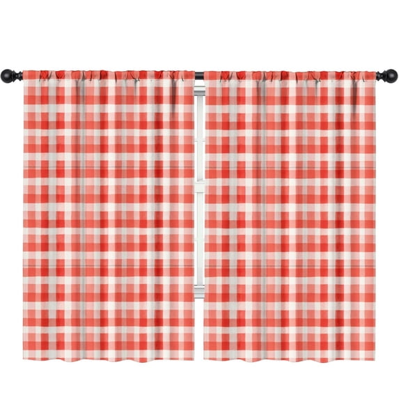 Red White Checkerboard White Pattern Kids Curtains,Childrens Insulated Curtains Set Of 2,Bedroom Essentials,Teen Room Decor 52"X84"