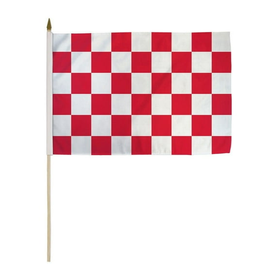 Red & White Checkered 12x18in Stick Flag