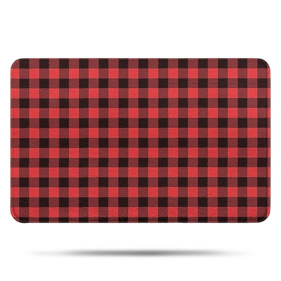 Red and White Checkered Pattern Bathroom Rugs Mat,Non Slip Microfiber Bathroom Rug,Rubber Backing,Soft Bathroom Mats for Bathroom Floor,Tub and Shower,17x27in(43x68cm)