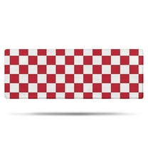 Red and White Checkered Pattern Bathroom Rugs Mat,Non Slip Microfiber Bathroom Rug,Rubber Backing,Soft Bathroom Mats for Bathroom Floor,Tub and Shower,47x17in(120x43cm)