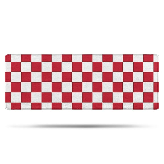 Red and White Checkered Pattern Bathroom Rugs Mat,Non Slip Microfiber Bathroom Rug,Rubber Backing,Soft Bathroom Mats for Bathroom Floor,Tub and Shower,47x17in(120x43cm)
