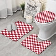 thumbnail image 1 of Red and White Checkered Pattern Bathroom Rugs Sets 3 Piece,Toilet Cover Set,Absorbent Non Slip Bathroom Mats Sets with U-Shaped Contour Rug Toilet Rug Set, 1 of 5