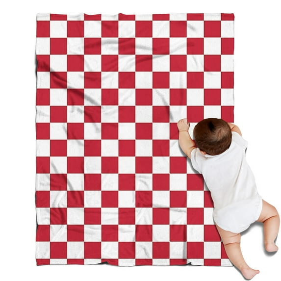 Red and White Checkered Pattern Blanket,Comfortable Soft Flannel Throw Blanket,All Season,Warm Lightweight Blankets for Sofa Bed Couch Living Room Chair,30"x40"
