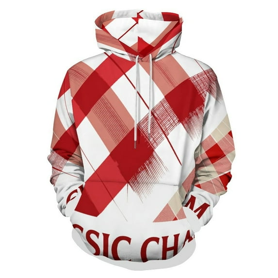 Red White Checkered Pattern Classic Charm 3D Print Hoodie Men Women Autumn Thin Pullover Sweatshirt Vintage Streetwear Tops