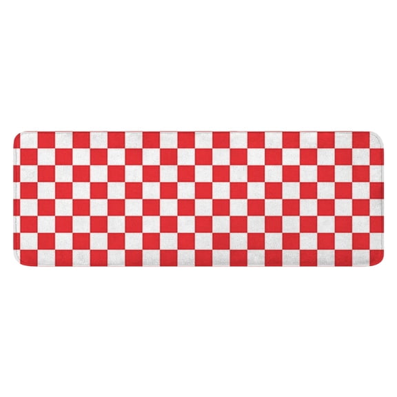 Red and White Checkered Pattern Kitchen Rug Mat,Kitchen Runner Rugs Non Skid Washable,Decorative Kitchen Floor Mats for Kitchen,Sink,Laundry,17"x47.2"