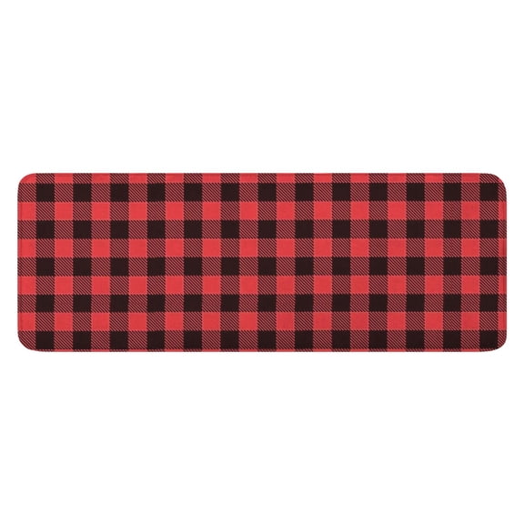 Red and White Checkered Pattern Kitchen Rug Mat,Kitchen Runner Rugs Non Skid Washable,Decorative Kitchen Floor Mats for Kitchen,Sink,Laundry,17"x47.2"