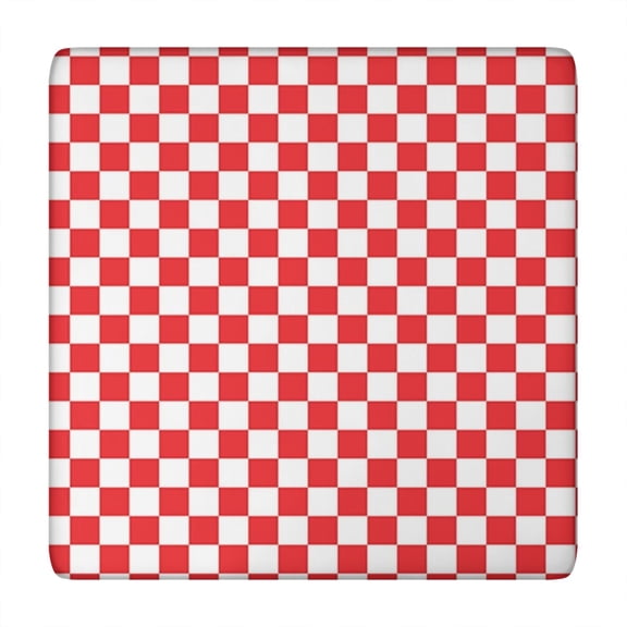 Red and White Checkered Pattern Square Fitted Tablecloth with Elastic Edge,Square Table Cover,Washable Elastic Table Cover for Home Kitchen Party Decor 34"x34"