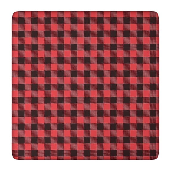 Red and White Checkered Pattern Square Fitted Tablecloth with Elastic Edge,Square Table Cover,Washable Elastic Table Cover for Home Kitchen Party Decor 36"x36"