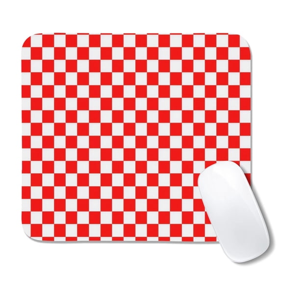 White Control Slips Red and White Checkered Pattern Square Mouse Pad, Precision Control Pad ...