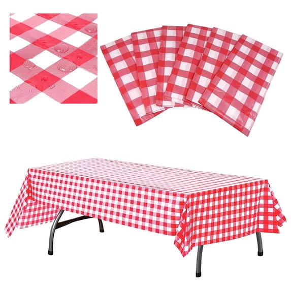Red and White Checkered Tablecloth 54 x 108 Inch for Rectangle Table, Disposable Table Cover for Wedding Home Birthday Picnic Buffet Pizza Party, Table Linens